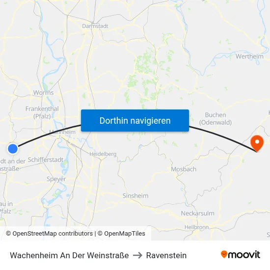 Wachenheim An Der Weinstraße to Ravenstein map