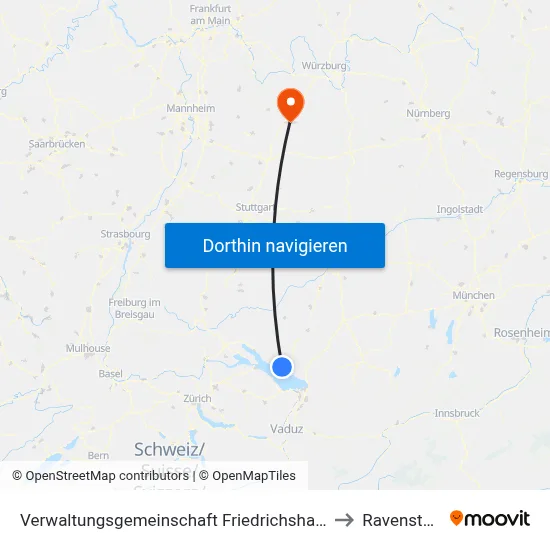 Verwaltungsgemeinschaft Friedrichshafen to Ravenstein map