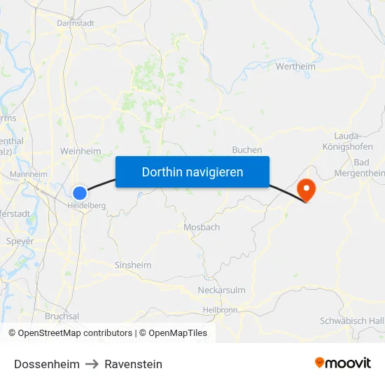 Dossenheim to Ravenstein map