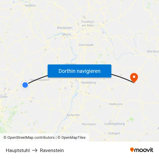 Hauptstuhl to Ravenstein map