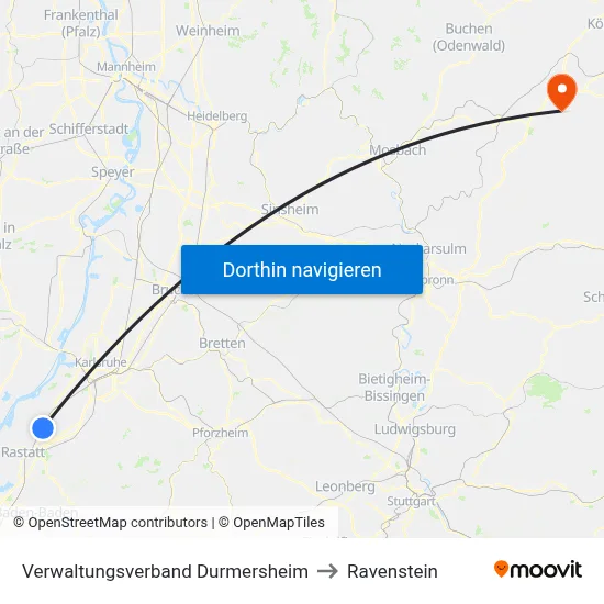 Verwaltungsverband Durmersheim to Ravenstein map