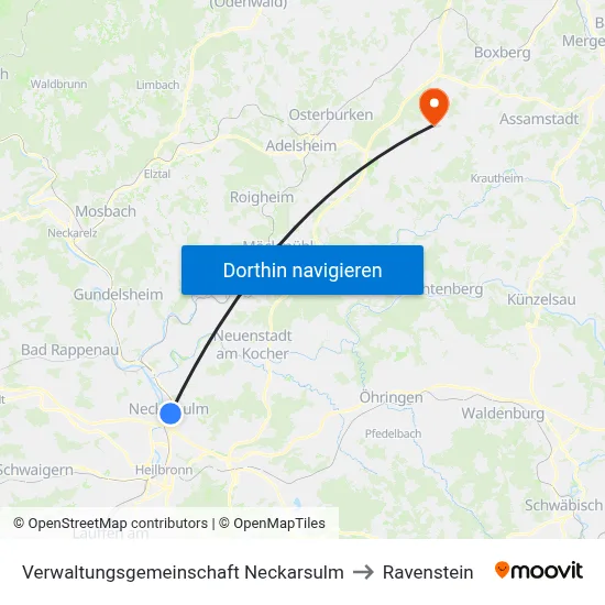 Verwaltungsgemeinschaft Neckarsulm to Ravenstein map