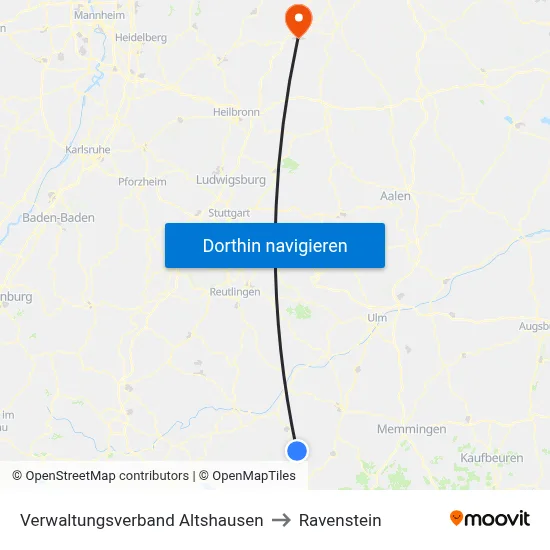 Verwaltungsverband Altshausen to Ravenstein map
