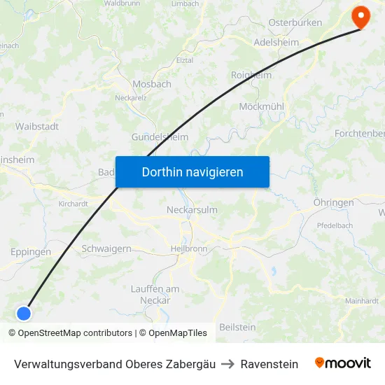 Verwaltungsverband Oberes Zabergäu to Ravenstein map