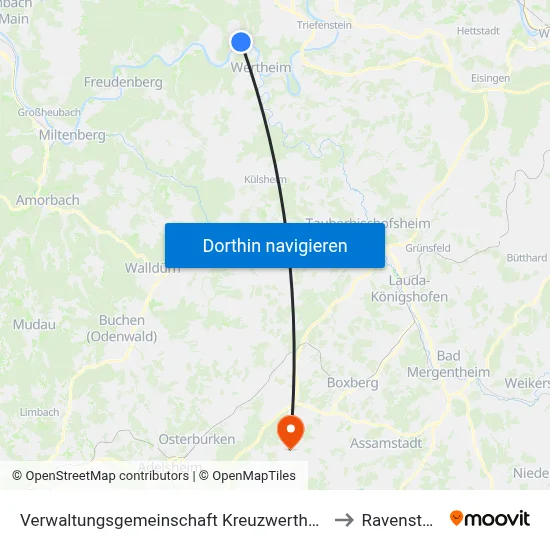Verwaltungsgemeinschaft Kreuzwertheim to Ravenstein map