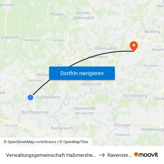 Verwaltungsgemeinschaft Haßmersheim to Ravenstein map