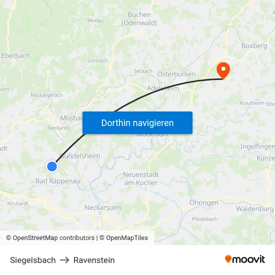 Siegelsbach to Ravenstein map