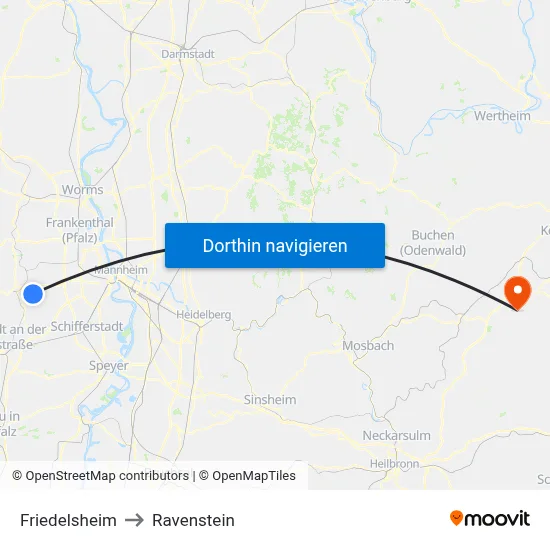 Friedelsheim to Ravenstein map