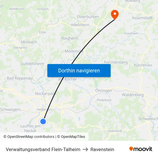 Verwaltungsverband Flein-Talheim to Ravenstein map