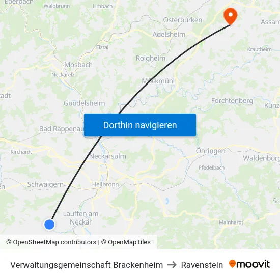Verwaltungsgemeinschaft Brackenheim to Ravenstein map