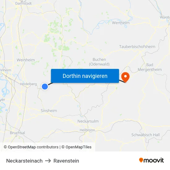Neckarsteinach to Ravenstein map