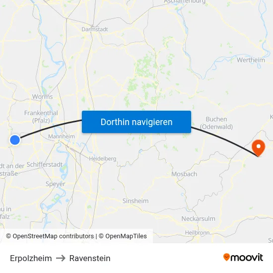 Erpolzheim to Ravenstein map