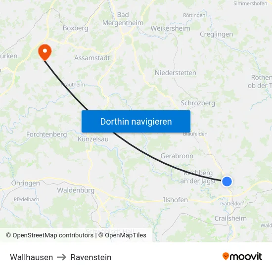 Wallhausen to Ravenstein map