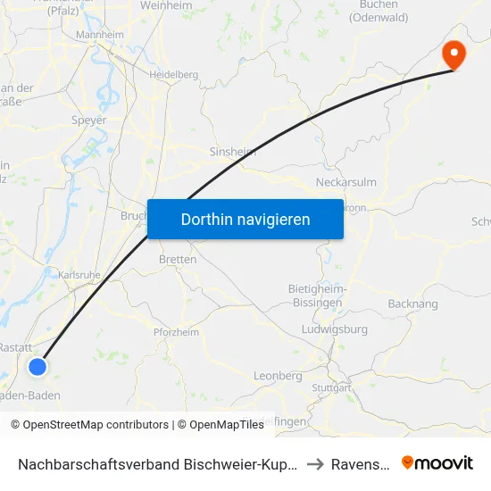 Nachbarschaftsverband Bischweier-Kuppenheim to Ravenstein map