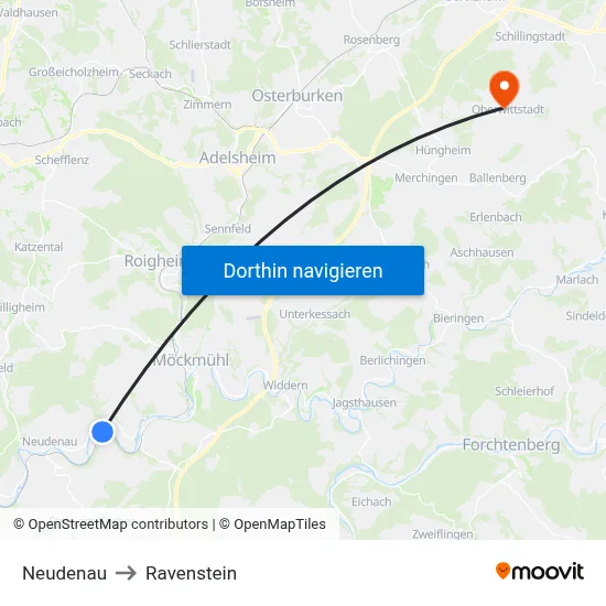 Neudenau to Ravenstein map