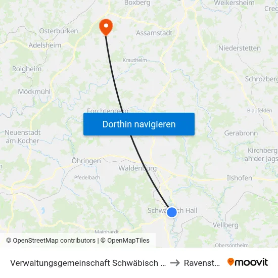 Verwaltungsgemeinschaft Schwäbisch Hall to Ravenstein map