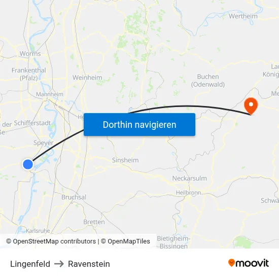 Lingenfeld to Ravenstein map