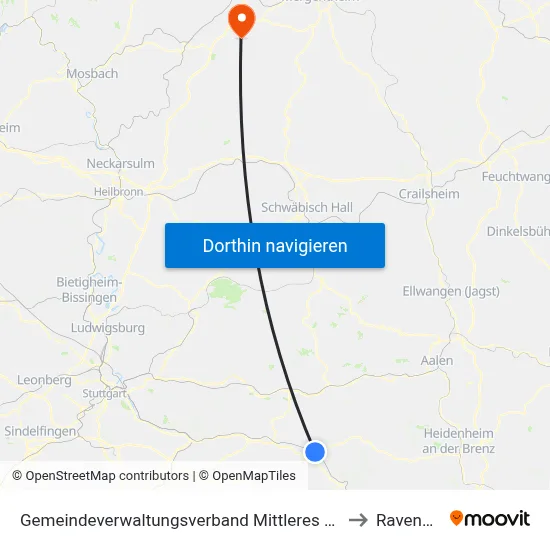 Gemeindeverwaltungsverband Mittleres Fils-Lautertal to Ravenstein map