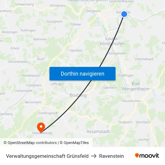 Verwaltungsgemeinschaft Grünsfeld to Ravenstein map