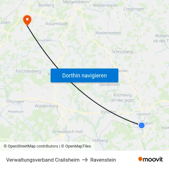 Verwaltungsverband Crailsheim to Ravenstein map