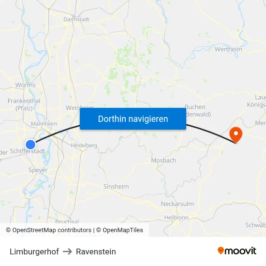 Limburgerhof to Ravenstein map