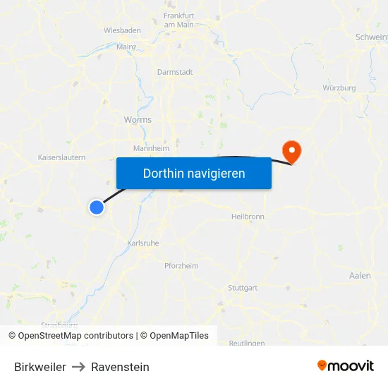 Birkweiler to Ravenstein map