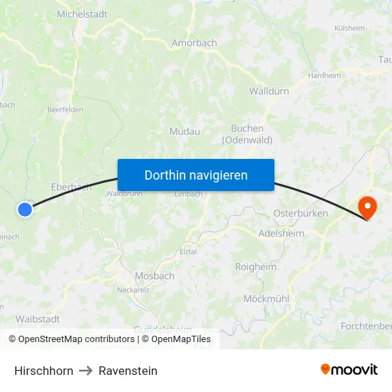 Hirschhorn to Ravenstein map