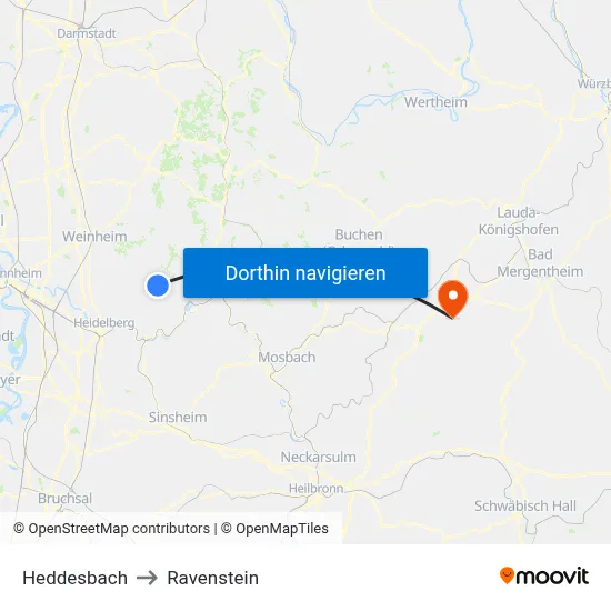 Heddesbach to Ravenstein map