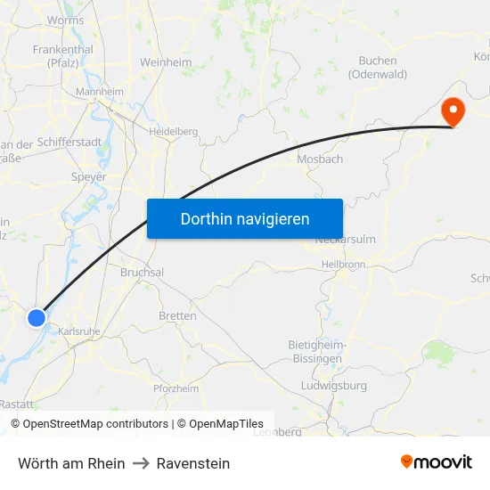 Wörth am Rhein to Ravenstein map