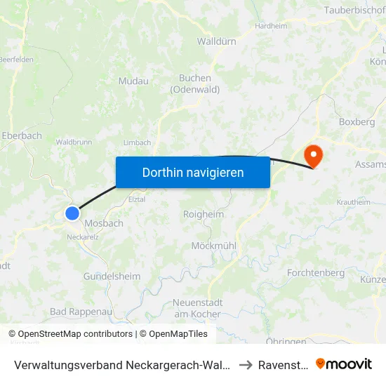 Verwaltungsverband Neckargerach-Waldbrunn to Ravenstein map