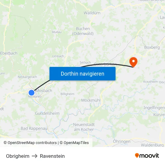 Obrigheim to Ravenstein map