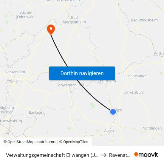 Verwaltungsgemeinschaft Ellwangen (Jagst) to Ravenstein map