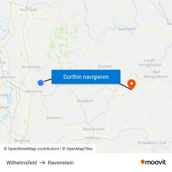 Wilhelmsfeld to Ravenstein map