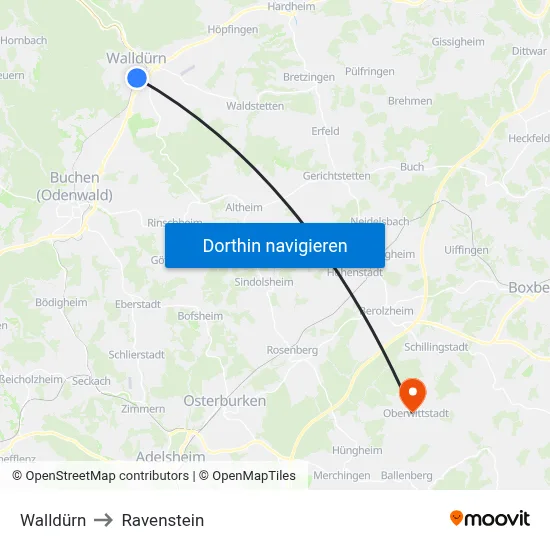 Walldürn to Ravenstein map