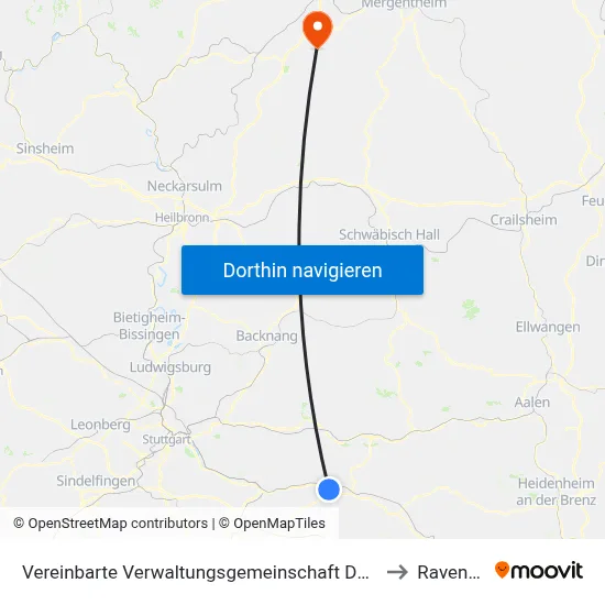 Vereinbarte Verwaltungsgemeinschaft Der Stadt Uhingen to Ravenstein map