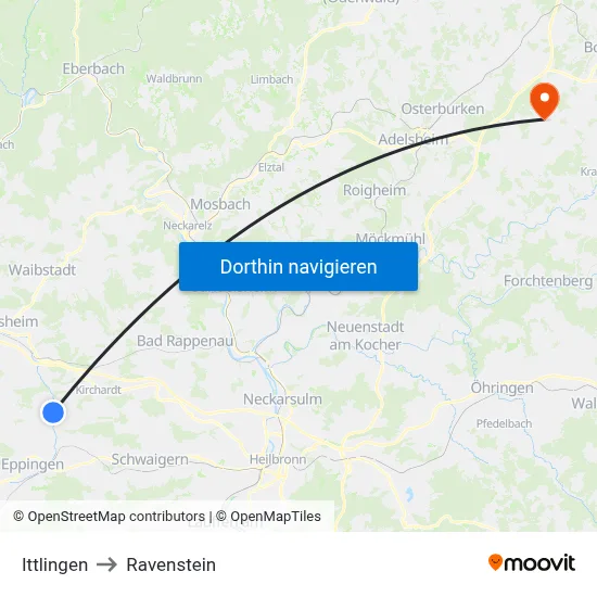 Ittlingen to Ravenstein map