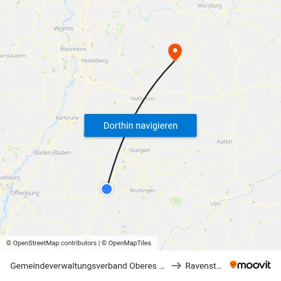 Gemeindeverwaltungsverband Oberes Gäu to Ravenstein map