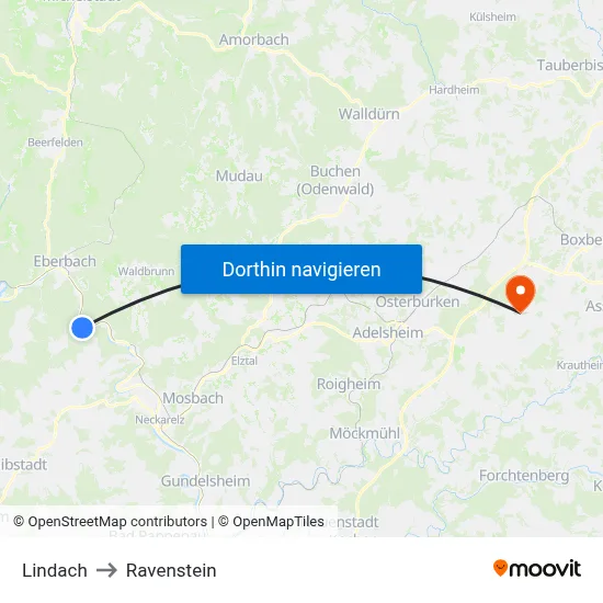 Lindach to Ravenstein map