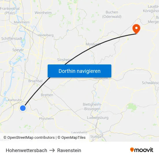 Hohenwettersbach to Ravenstein map