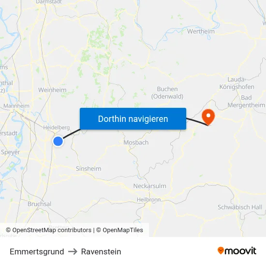 Emmertsgrund to Ravenstein map
