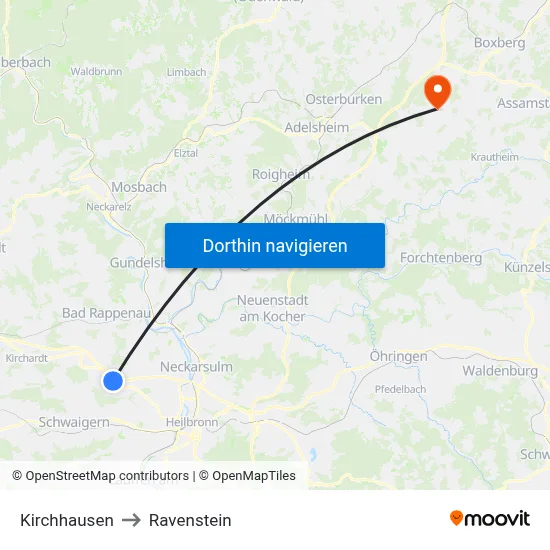 Kirchhausen to Ravenstein map