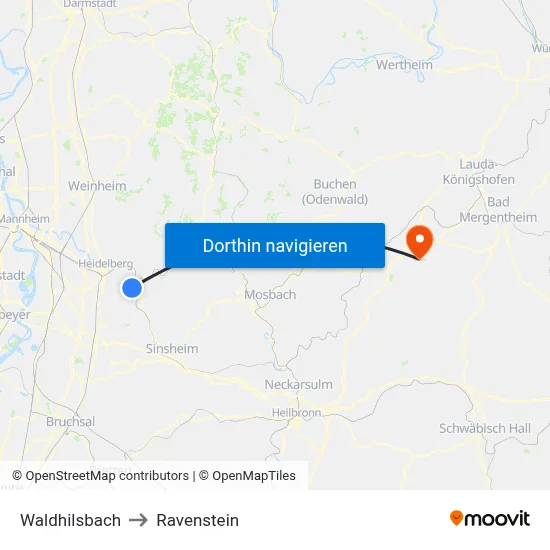 Waldhilsbach to Ravenstein map