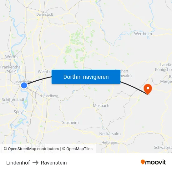 Lindenhof to Ravenstein map