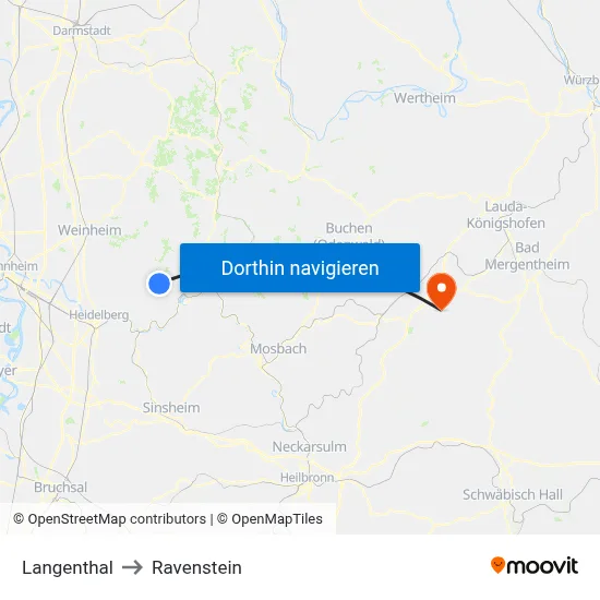 Langenthal to Ravenstein map