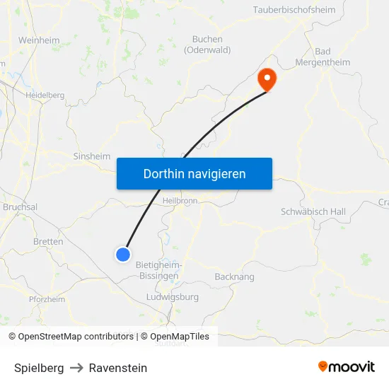Spielberg to Ravenstein map