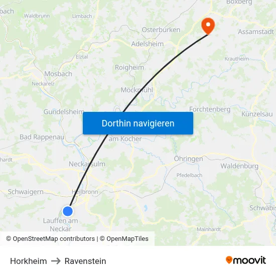 Horkheim to Ravenstein map