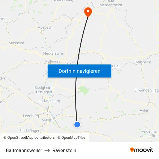 Baltmannsweiler to Ravenstein map