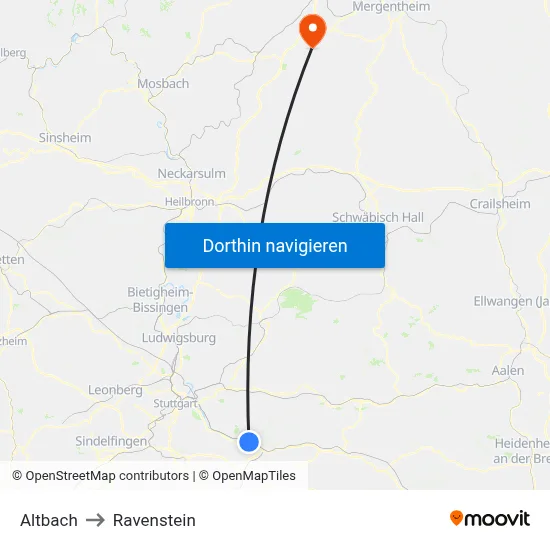 Altbach to Ravenstein map