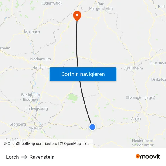 Lorch to Ravenstein map