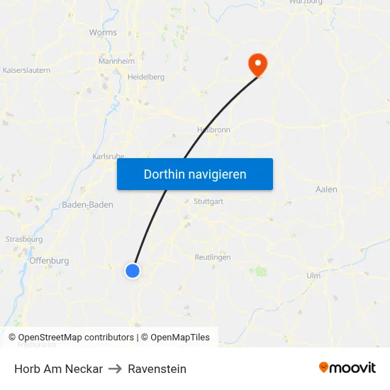 Horb Am Neckar to Ravenstein map
